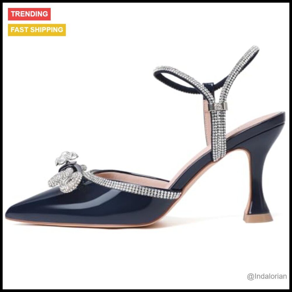 Closed Toe Rhinestone Adjustable Strap Pointed To… - image 4